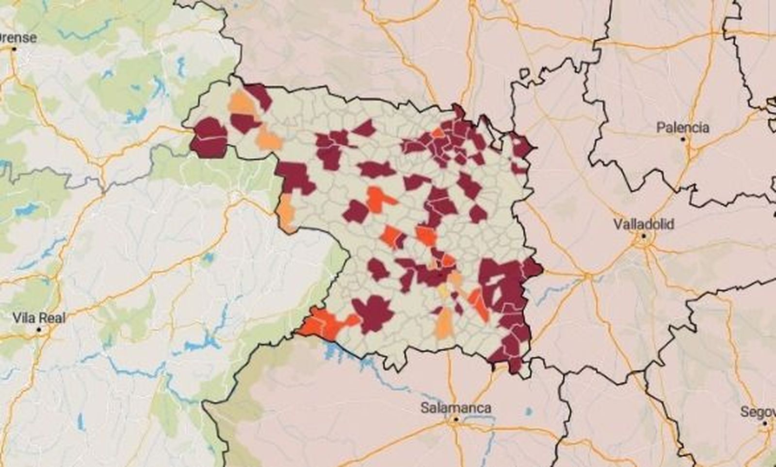 Municipios en riesgo este miércoles JCyL