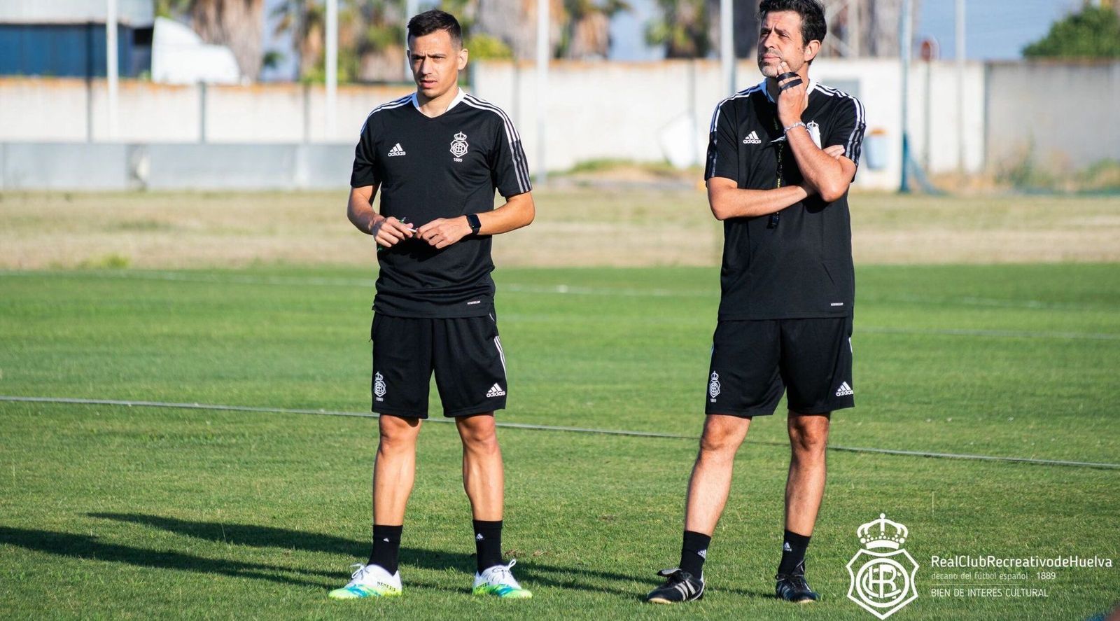 Alberto Gallego y Dani Llácer, durante un entrenamiento con el Recreativo | FOTO RECREATIVO DE HUELVA