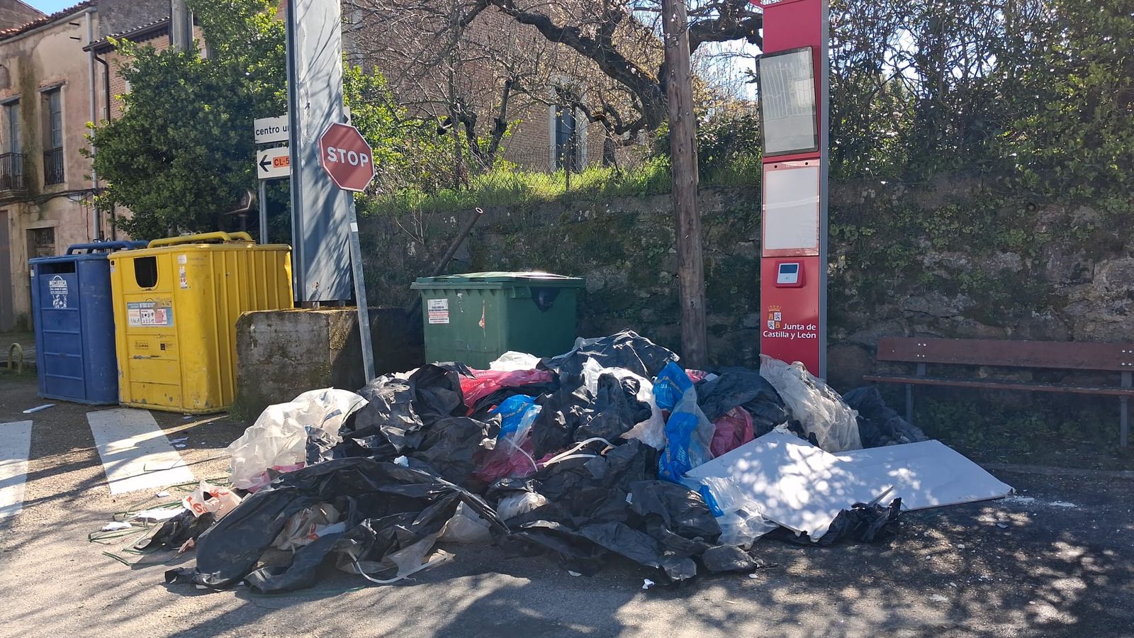 Aparece gran cantidad de residuos procedentes de obras en una zona de contenedores de Fermoselle