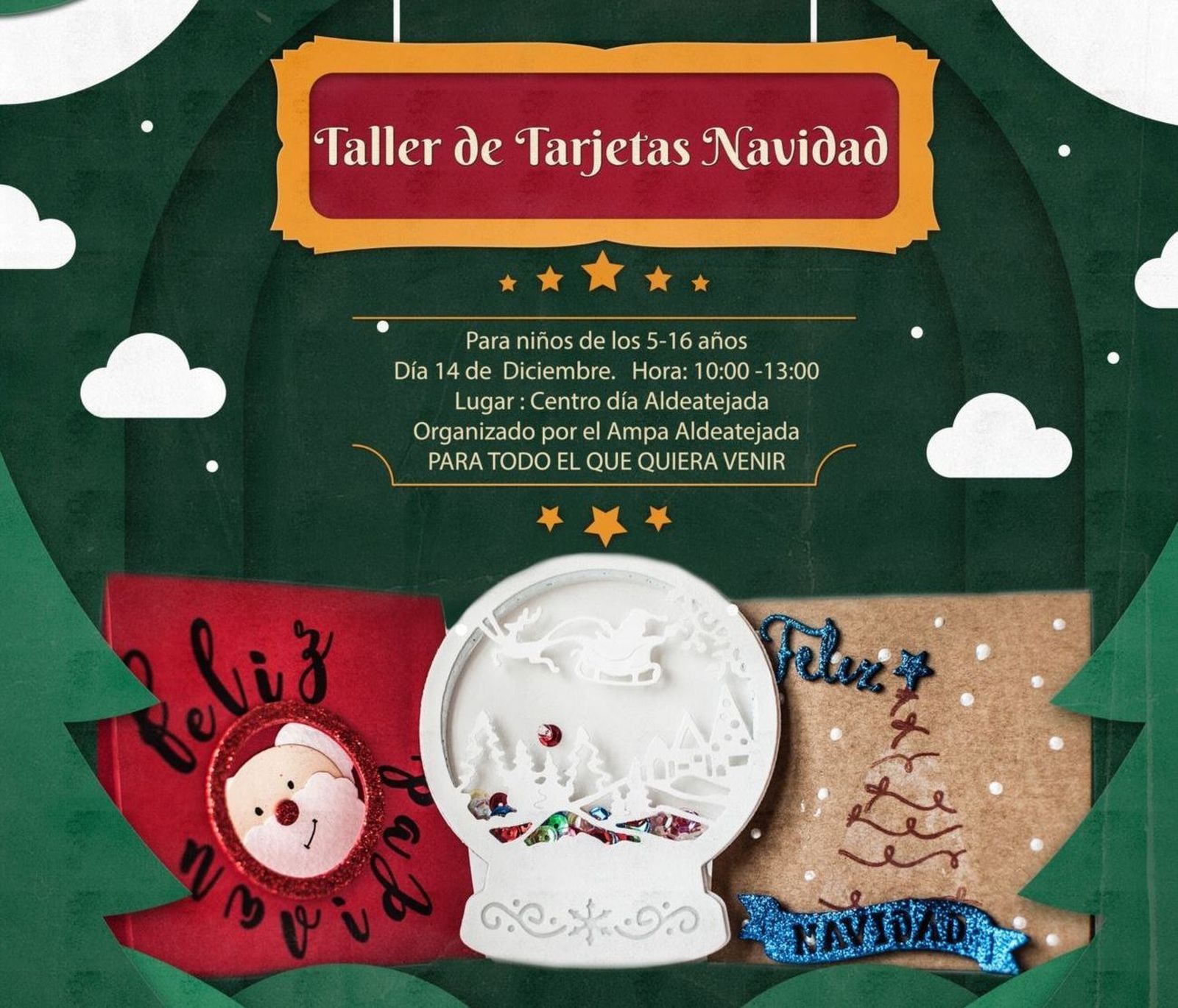 Taller Tarjetas Navidad AMPA Colegio Aldeatejada CRA Los Arapiles 2019