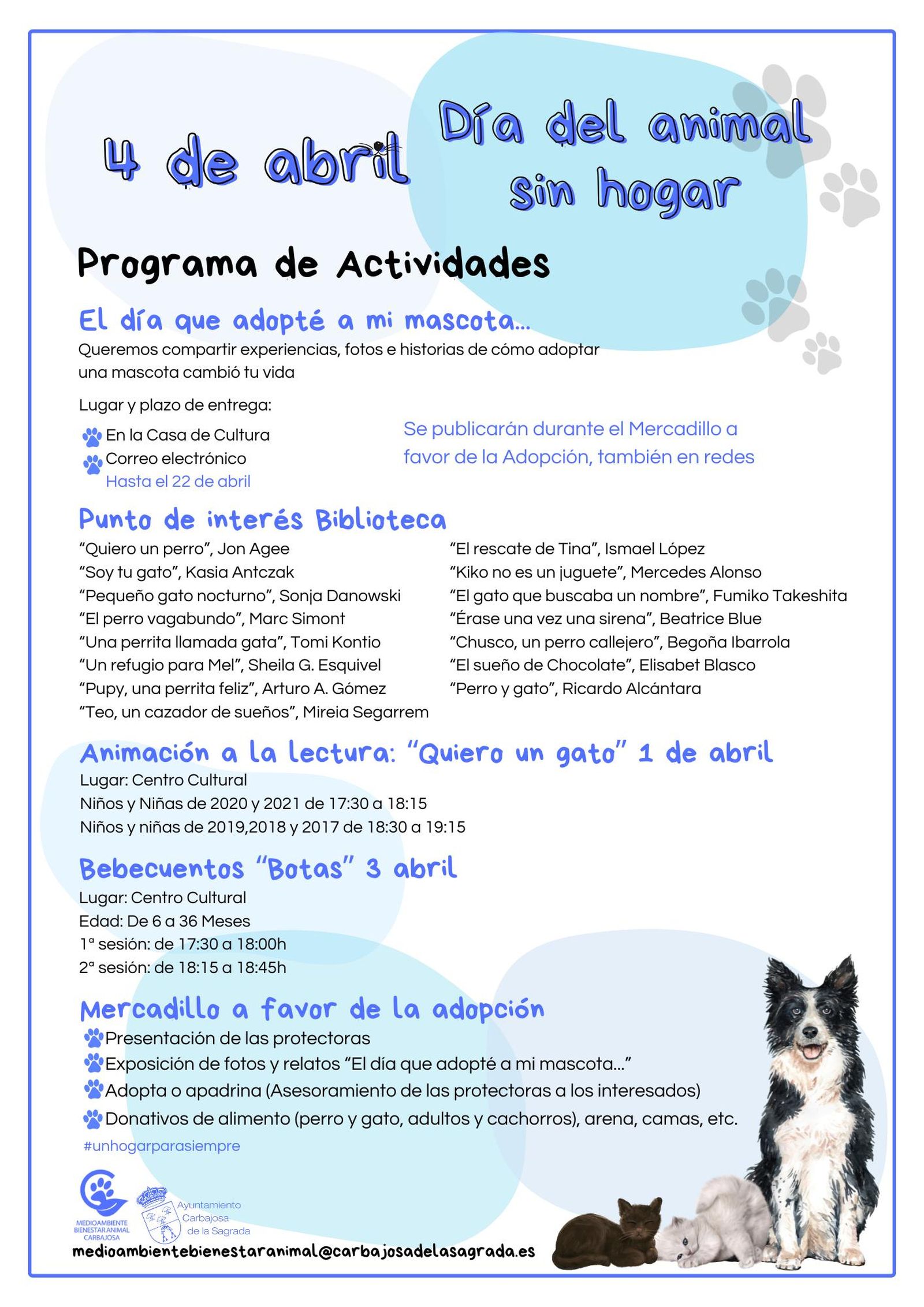 Porgramación de Carbajosa por el Día Internacional de los Animales Callejeros