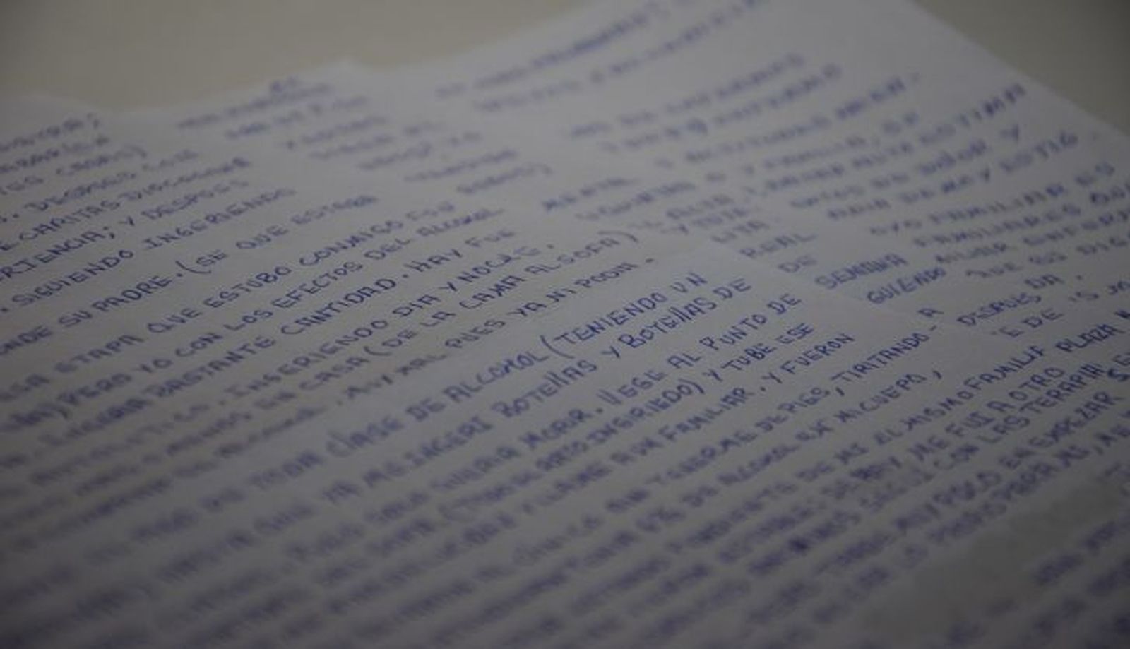 Escrito que recoge el testimonio de Toñi