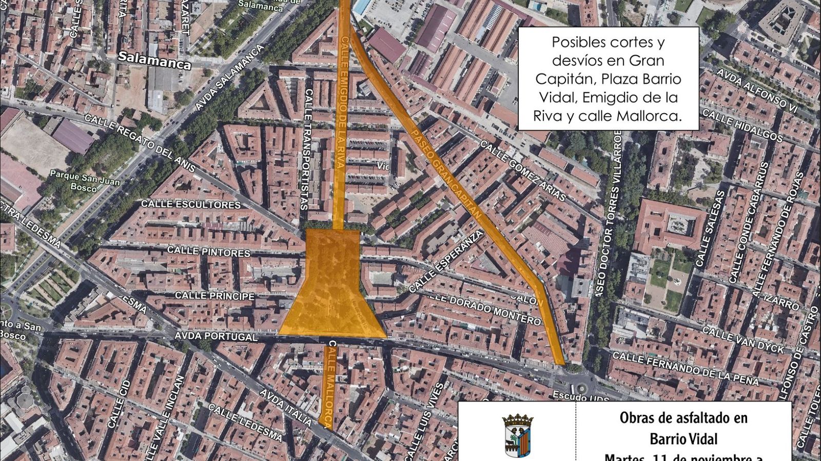 Cortes de tráfico asfaltado barrio Vidal