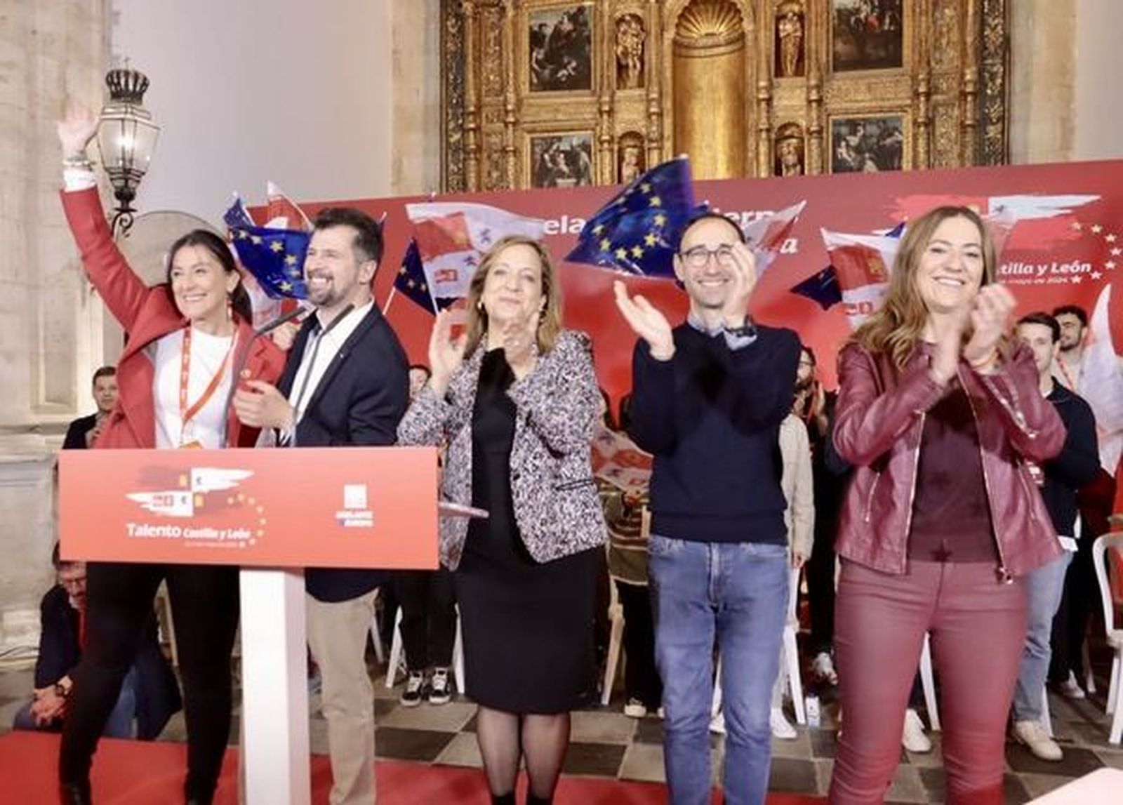 La presidenta del Grupo Socialista en el Parlamento Europeo y secretaria para la UE de la CEF, Iratxe García, clausura al secretario general del PSOE Castilla y León, Luis Tudanca