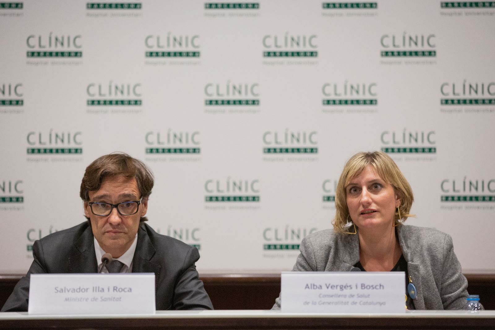 El ministro de Sanidad, Salvador Illa, y la consellera de Sanidad, Alba Vergés, durante un acto en febrero