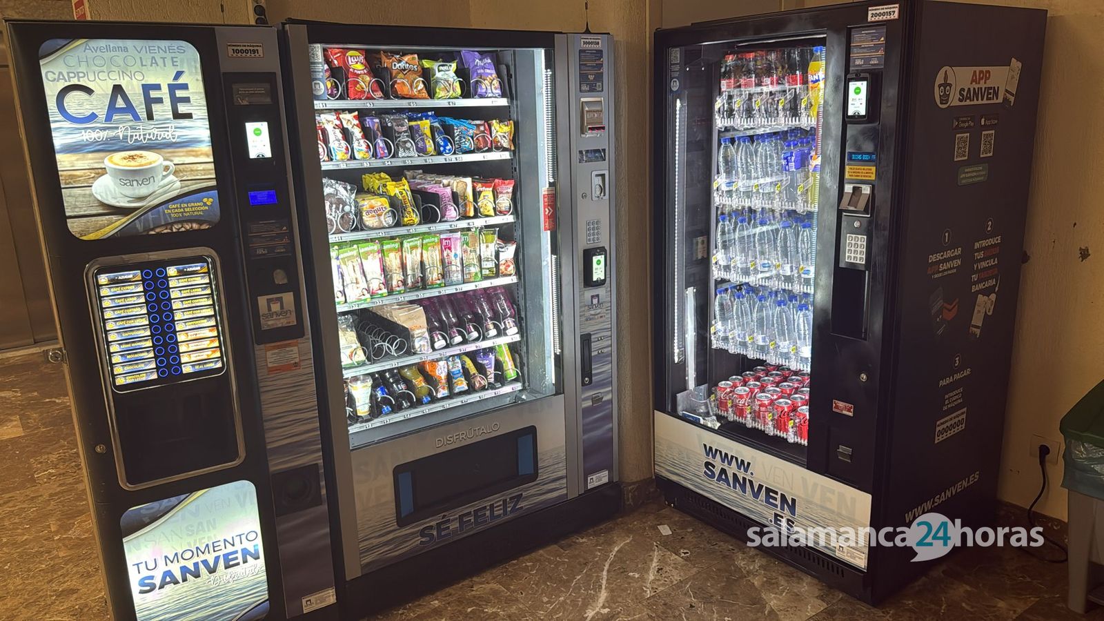 Situación del Hospital de los Montalvos de Salamanca: maquinas expendedoras y la cafetería
