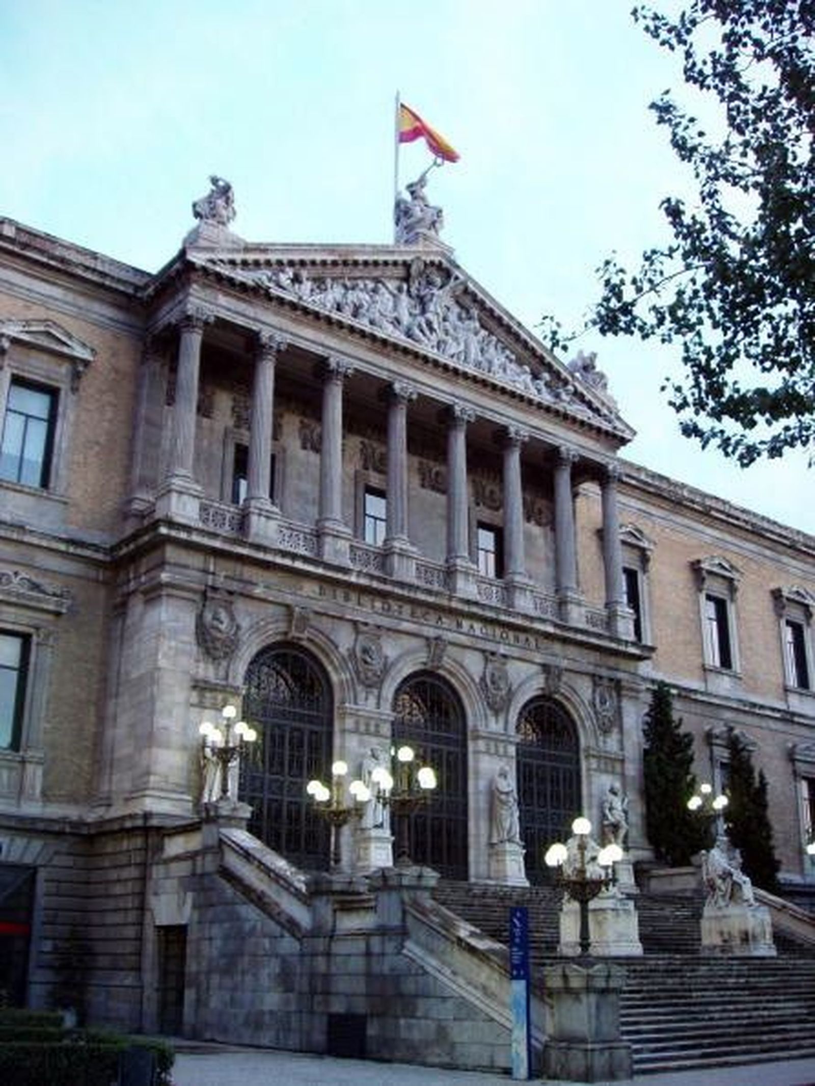 Madrid. Spain. National Library ( Biblioteca Nacional) . Main entrance in Paseo de Recoletos.  (Photo by Cristina Arias/Cover/Getty Images)