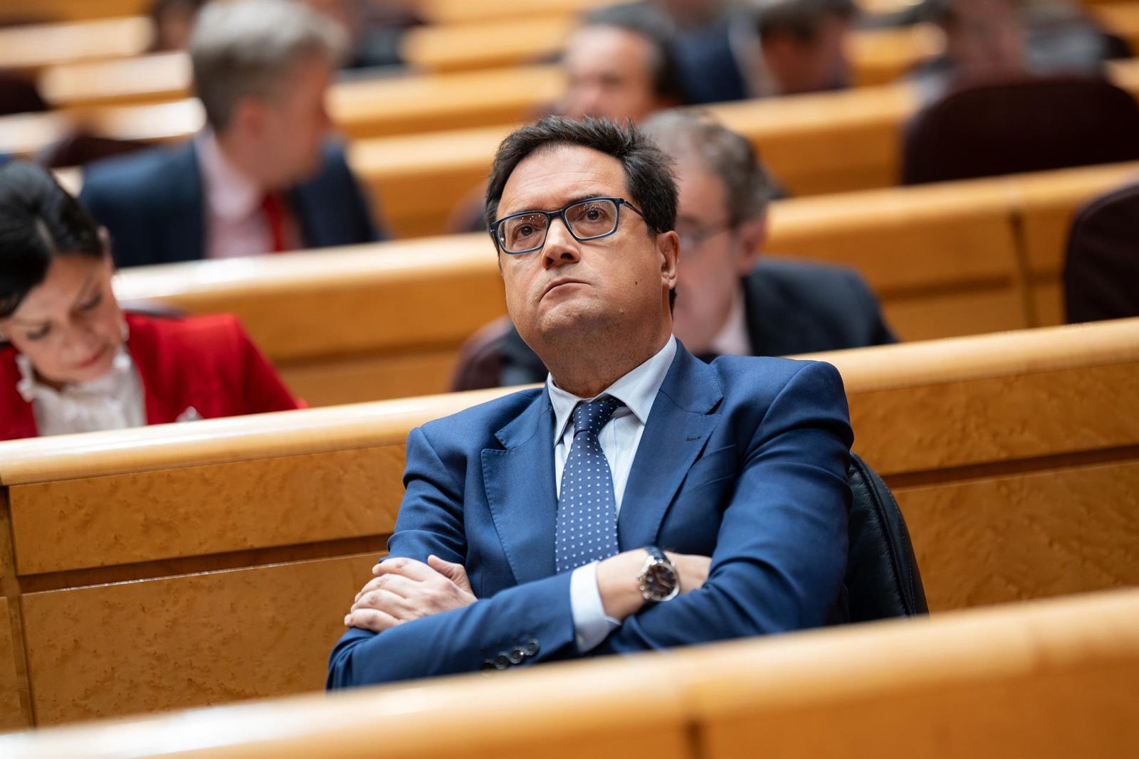 El ministro para la Transformación Digital y de la Función Pública, Óscar López, durante una sesión de control en el Senado, a 11 de marzo de 2025, en Madrid (España). - Diego Radamés - Europa Press