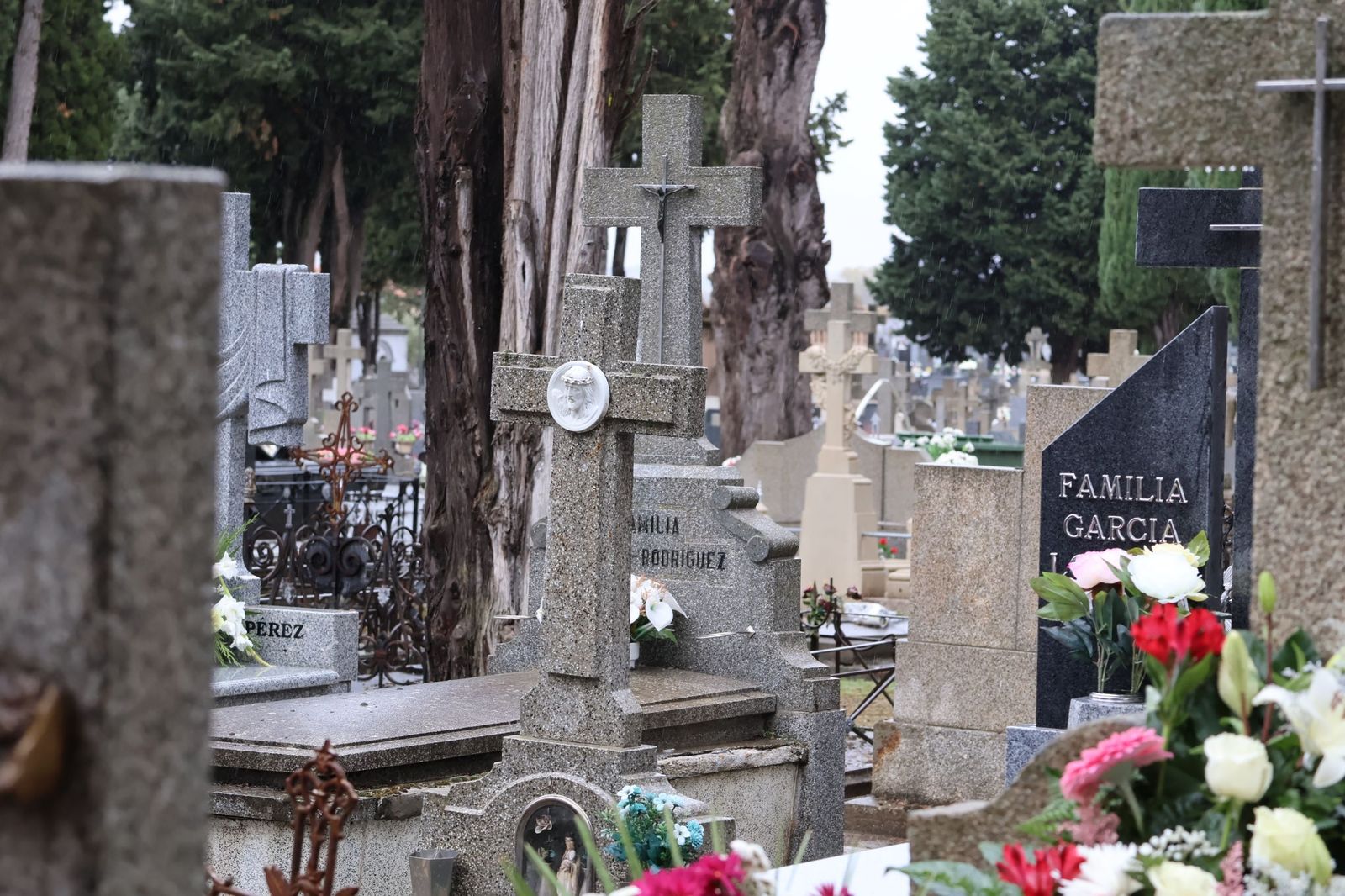 GALERÍA | La lluvia no detiene la tradición: los zamoranos acuden al cementerio para recordar a sus fallecidos