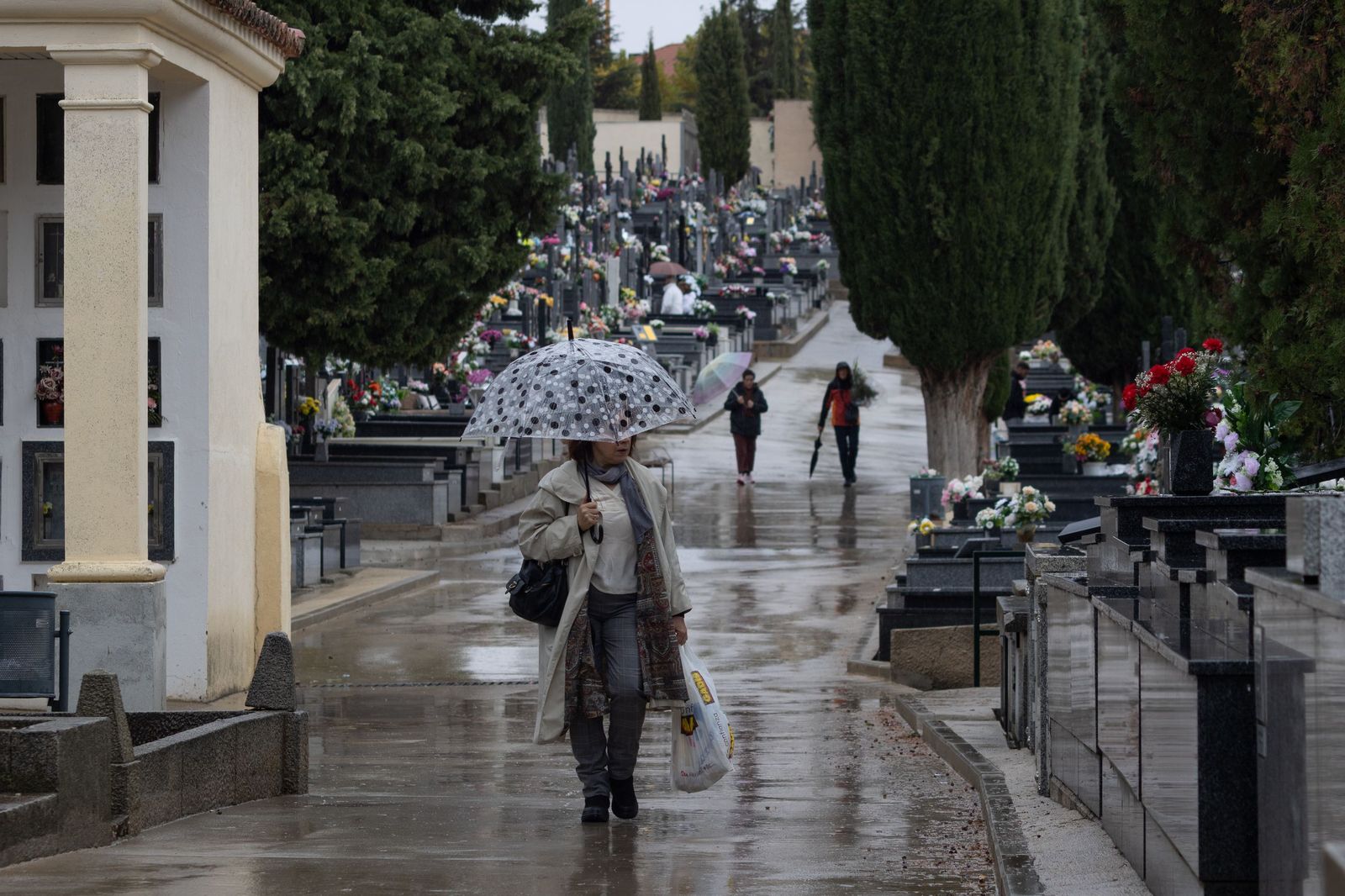 Lluviosa mañana de todos los santos en el Cementerio San Carlos Borromeo de Salamanca