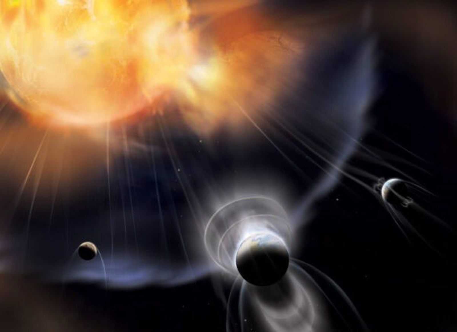 Representación artística de un sistema de exoplanetas que experimenta un escape atmosférico en relación con su estrella anfitriona. |FOTO EP