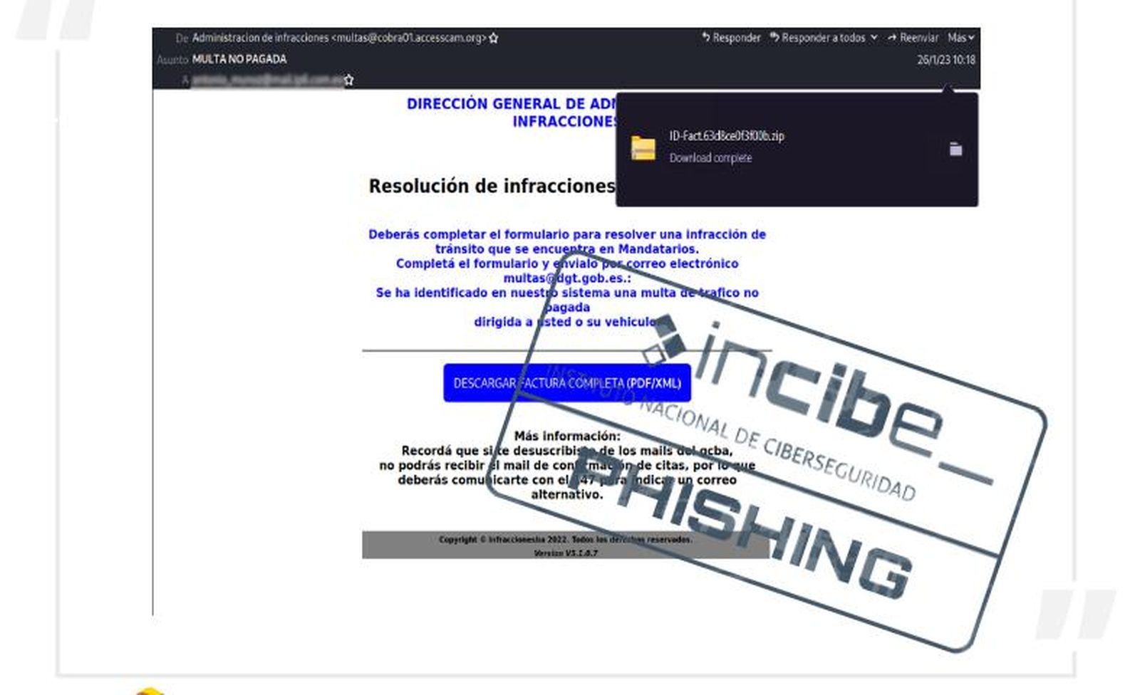 Fraude factura falsa de la DGT. Foto INCIBE