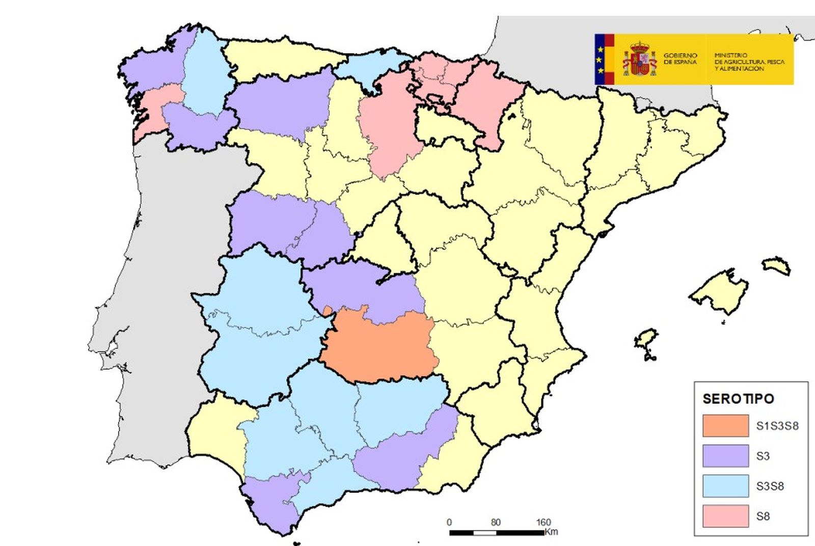 Serotipos lengua azul en España agosto 2025