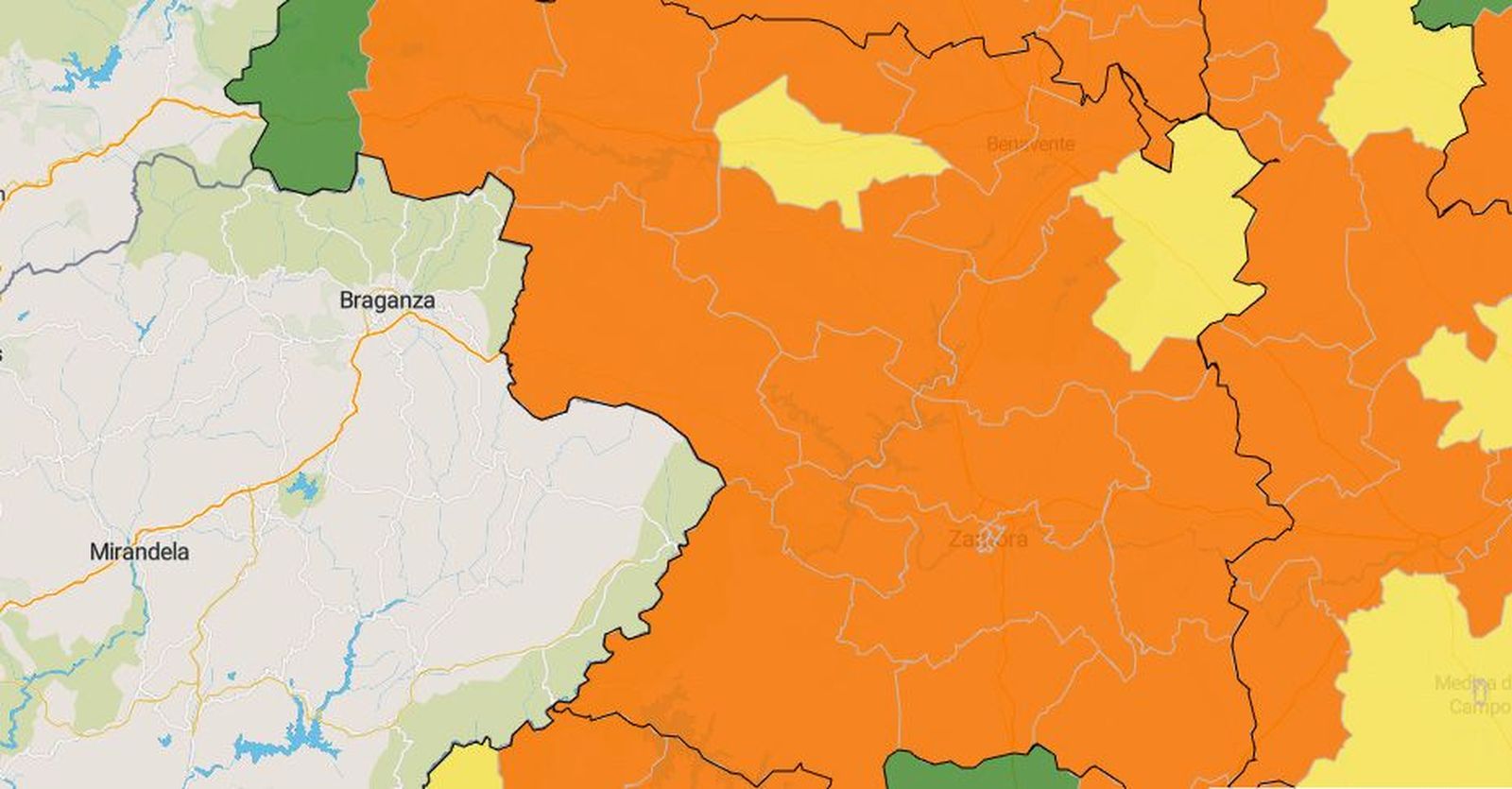 Mapa del coronavirus en las zonas básicas de salud de Zamora este viernes