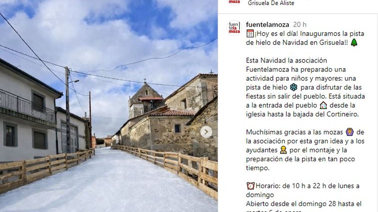 Grisuela de Aliste inaugura su pista de hielo particular
