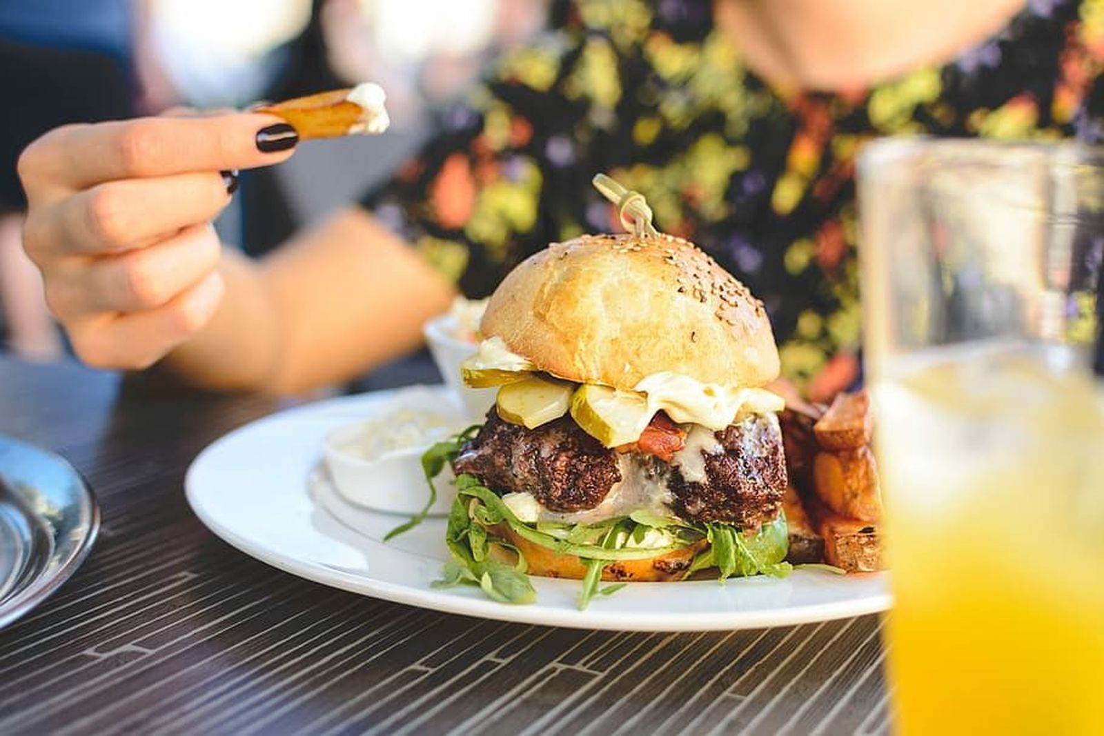 Beef burger colorful eating