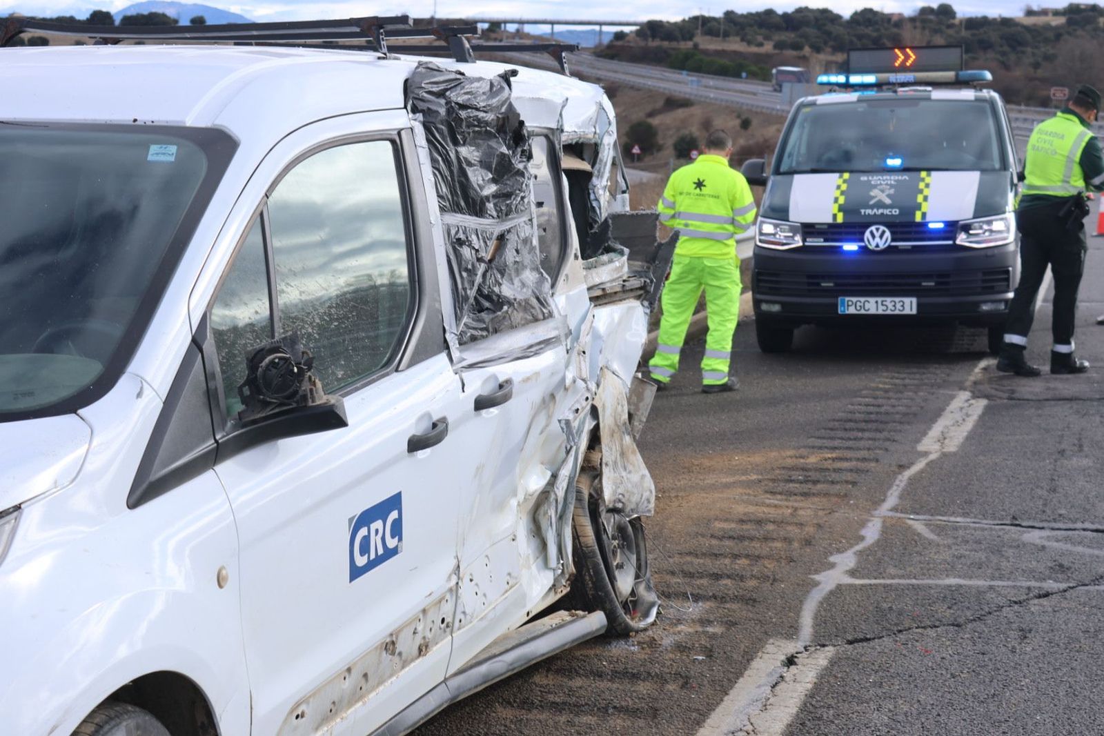 Accidente entre un camión y una furgoneta en Guijuelo
