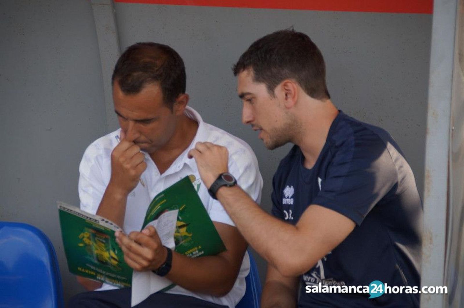 Dani Romo, junto a Ángel Sánchez en Guijuelo.