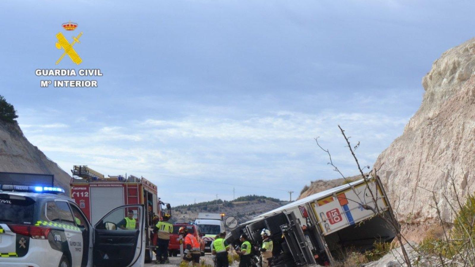Camión implicado en un accidente en la N 122 y cuyo conductor cuadruplicó la tasa de alcoholemia
