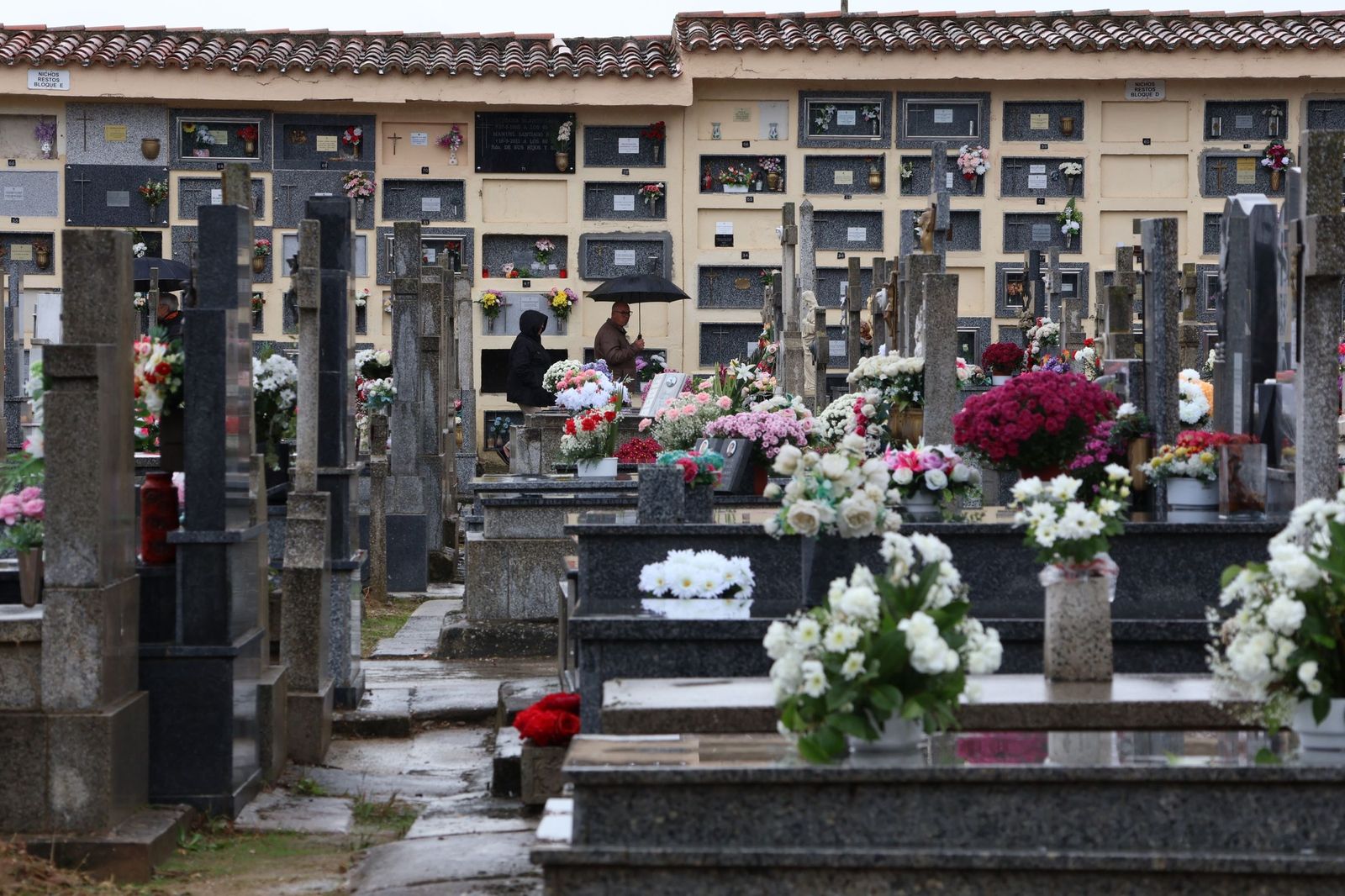 GALERÍA | La lluvia no detiene la tradición: los zamoranos acuden al cementerio para recordar a sus fallecidos