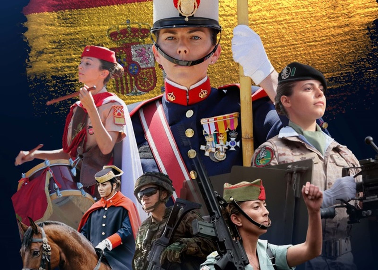 Crtel de la exposición 'Mujeres de uniforme: 37 años al servicio de España'