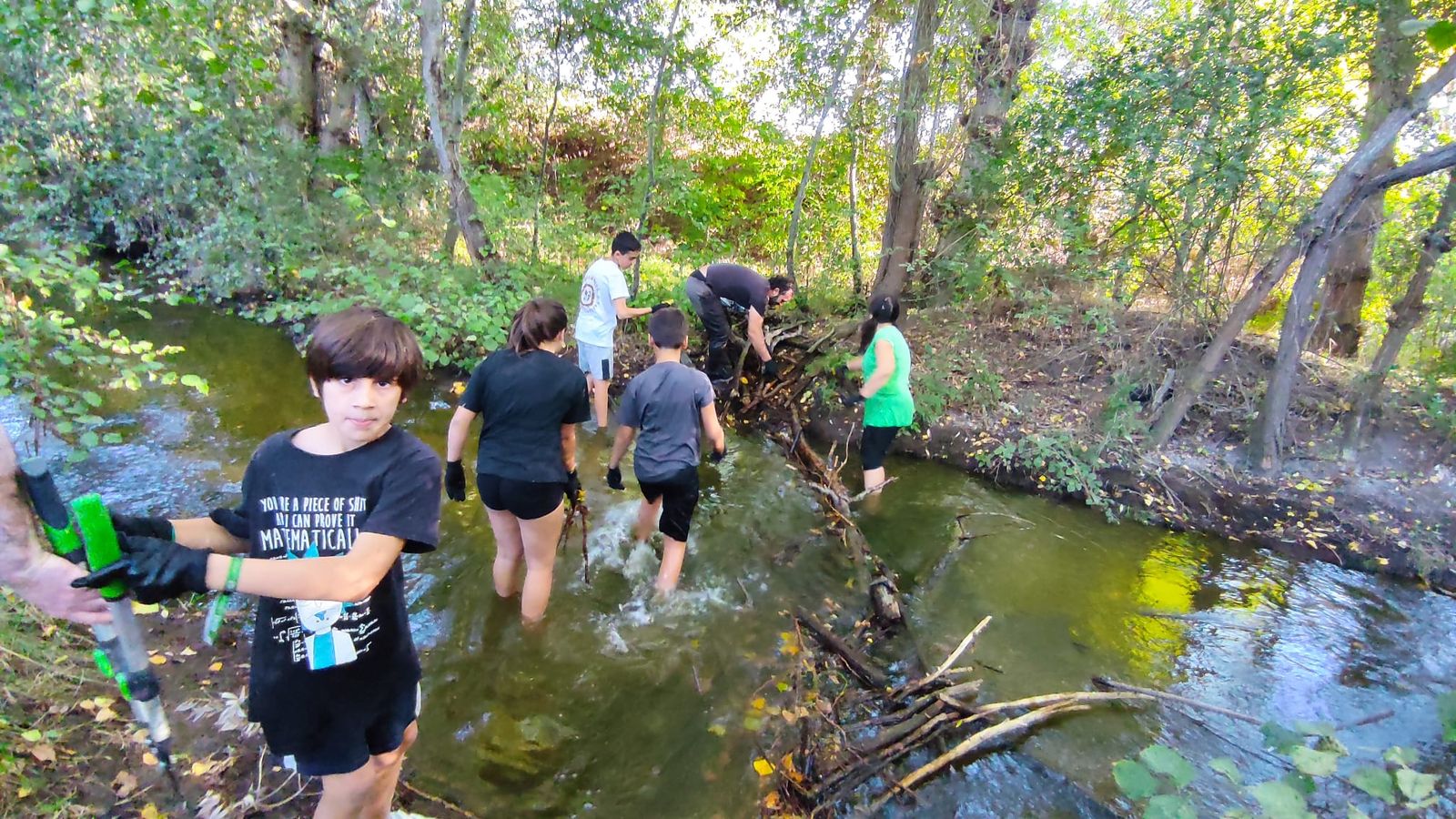 VOLUNTARIOS EXTRAYENDO MATERIA VEGETAL