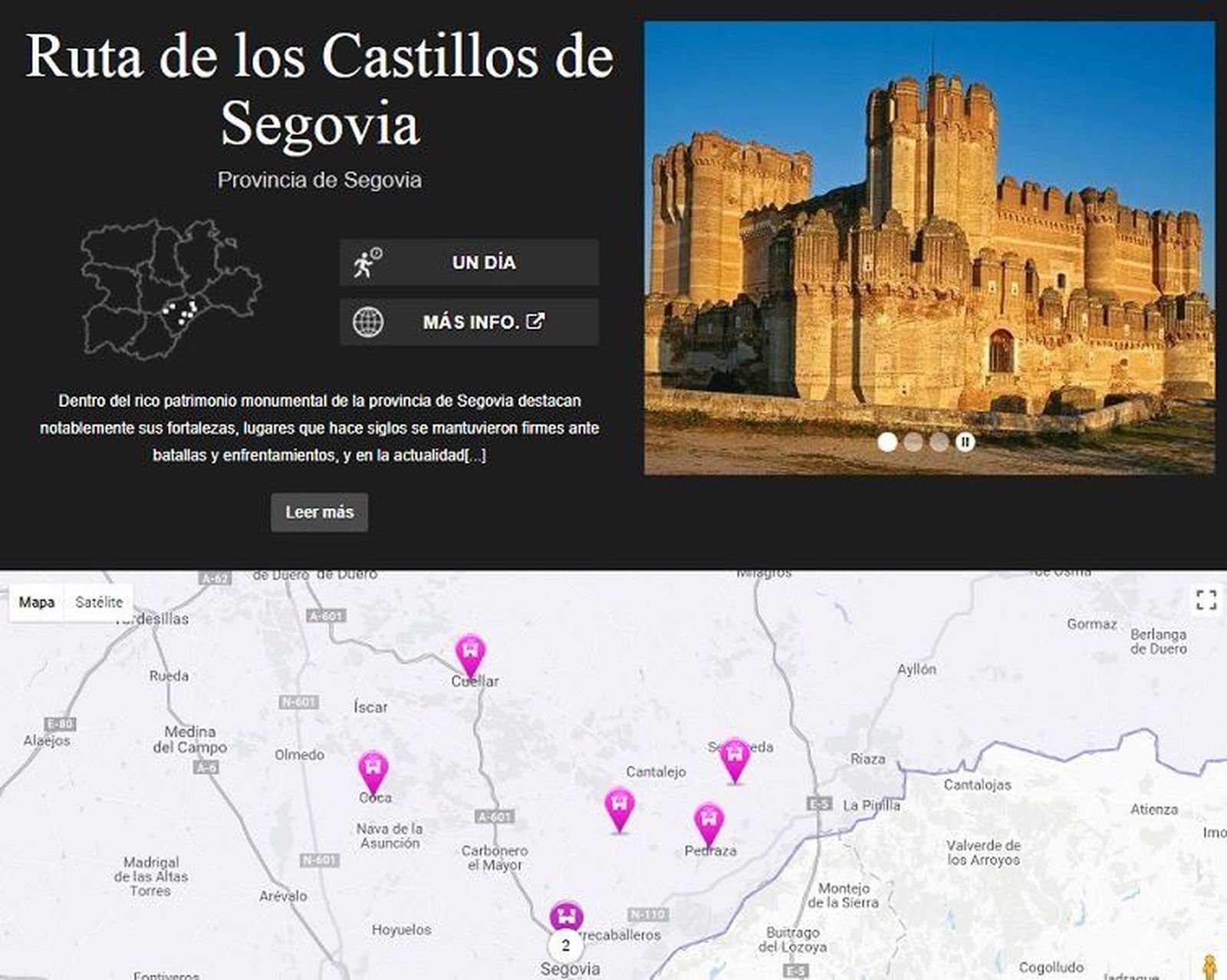 Las rutas de los castillos de Segovia y Jaén, ejemplo de lo que podrían ser las fortalezas charras