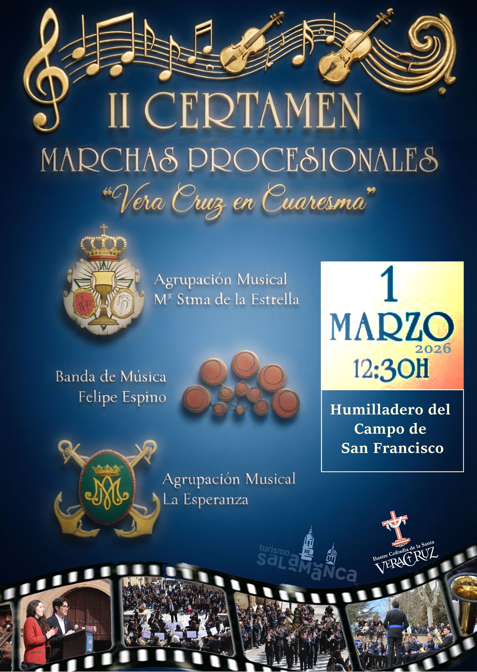 Cartel del II Certamen de marchas procesionales organizado por la Cofradía de la Vera Cruz