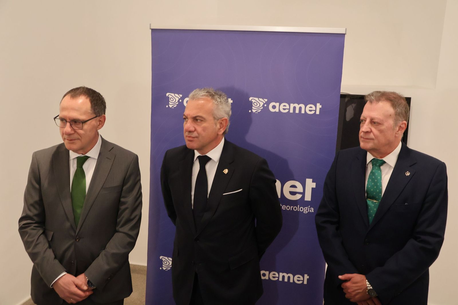 Ángel Blanco, Nicanor Sen y Manuel Mora en momentos previos al acto por el Día Meteorológico Mundial