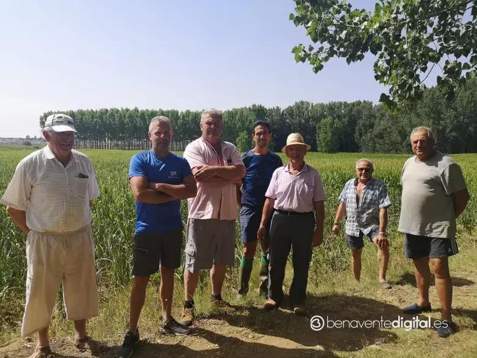 Regantes de maizal de Santibáñez de Tera. Foto: M.A.C.