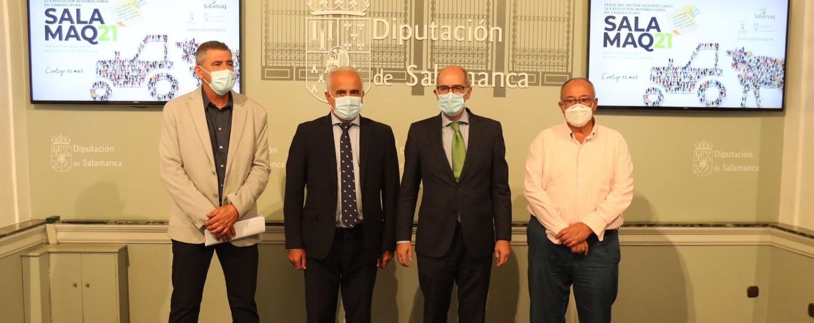 Presentación de Salamaq con Javier Iglesias, acompañado de Julián Barrera, Jesús María Ortiz y Marcelino Cordero