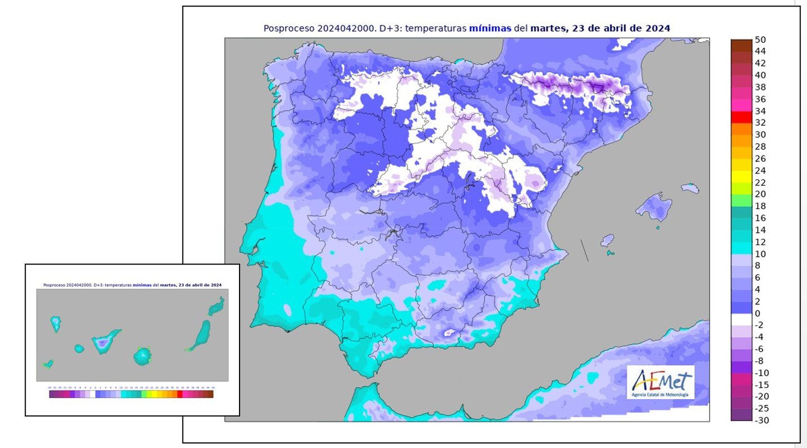 Mapa de frío de la AEMET