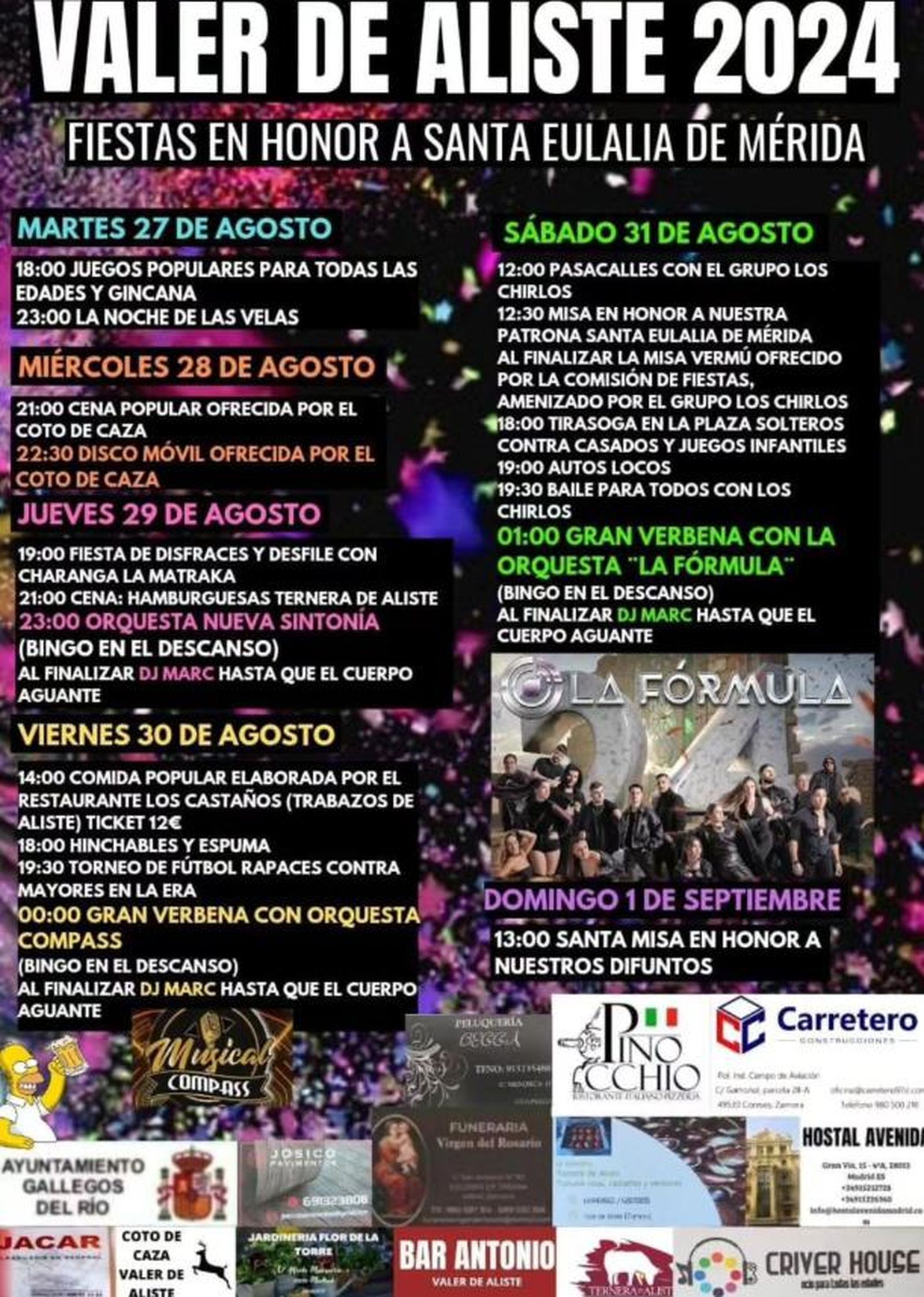 Programa de fiestas de Valer de Aliste.