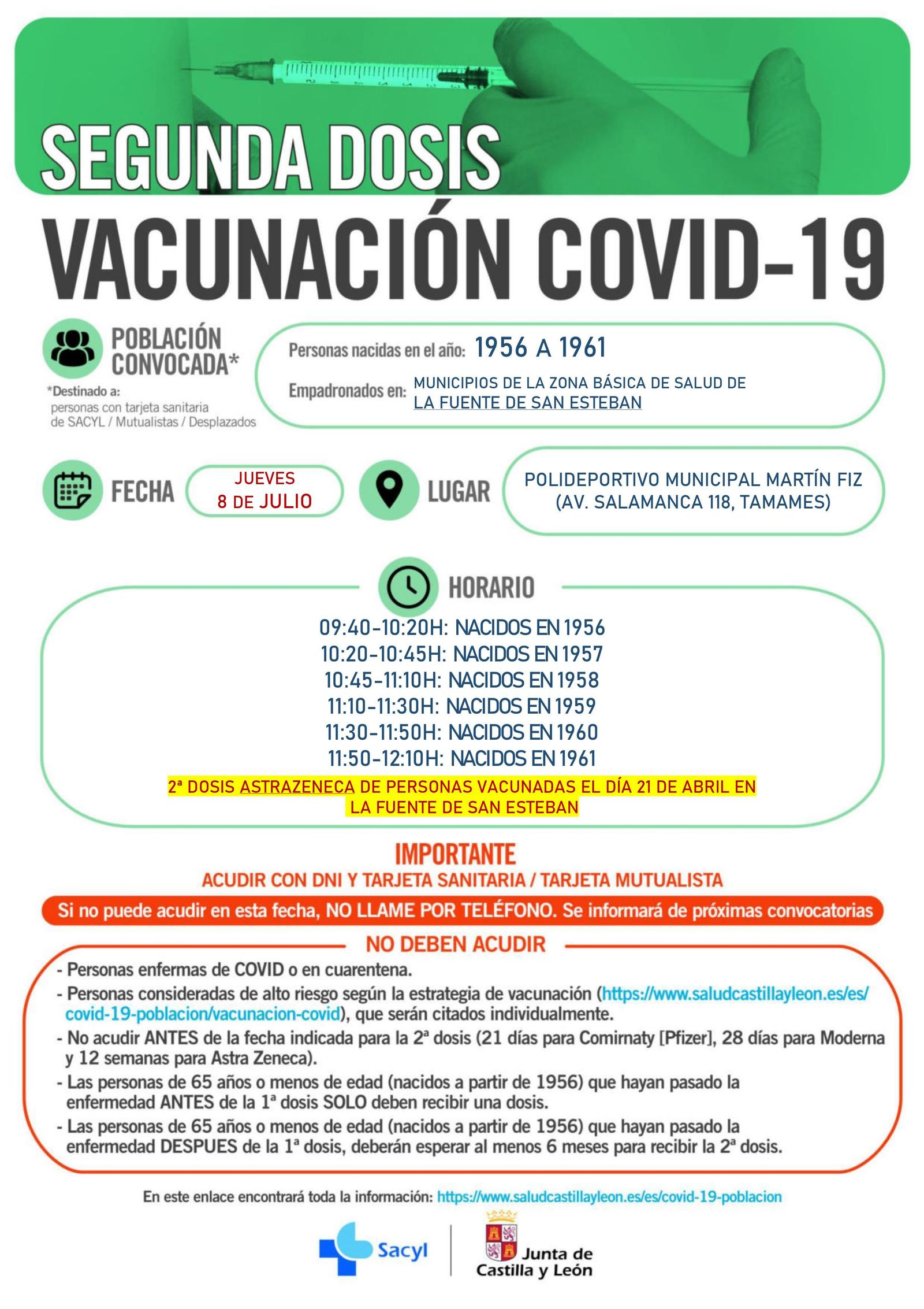 Vacunación segunda dosis AstraZeneca en La Fuente de San Esteban