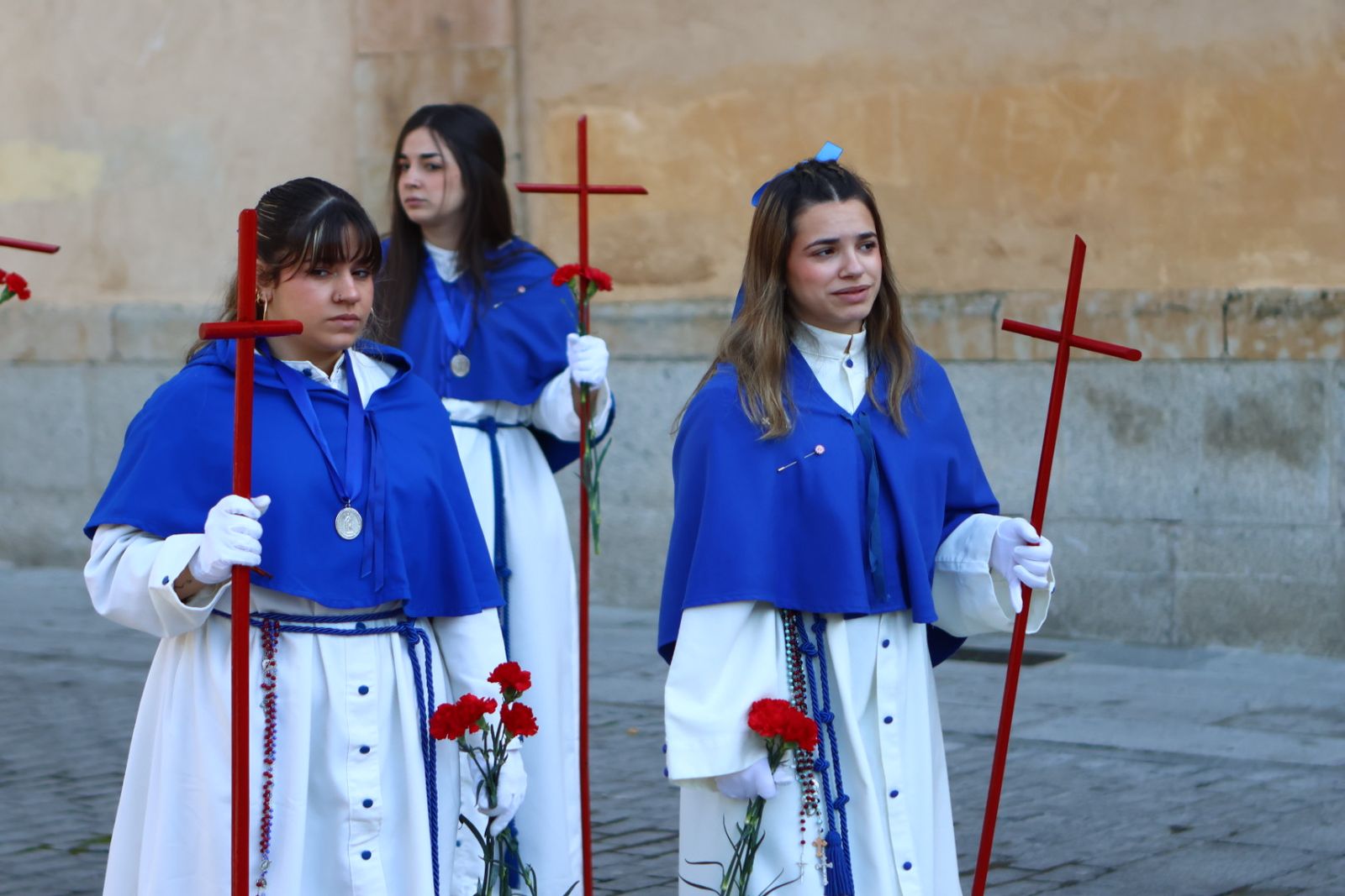 Procesión del encuentro de Nuestra Señora de la Alegría y Jesús Resucitado en el Domingo de Resurrección en Salamanca
