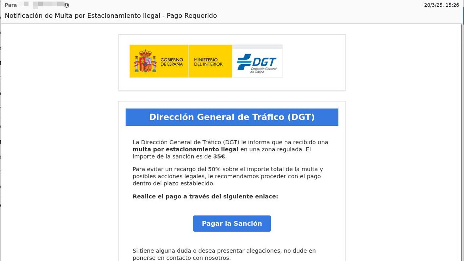 DGT Smishing. INCIBE