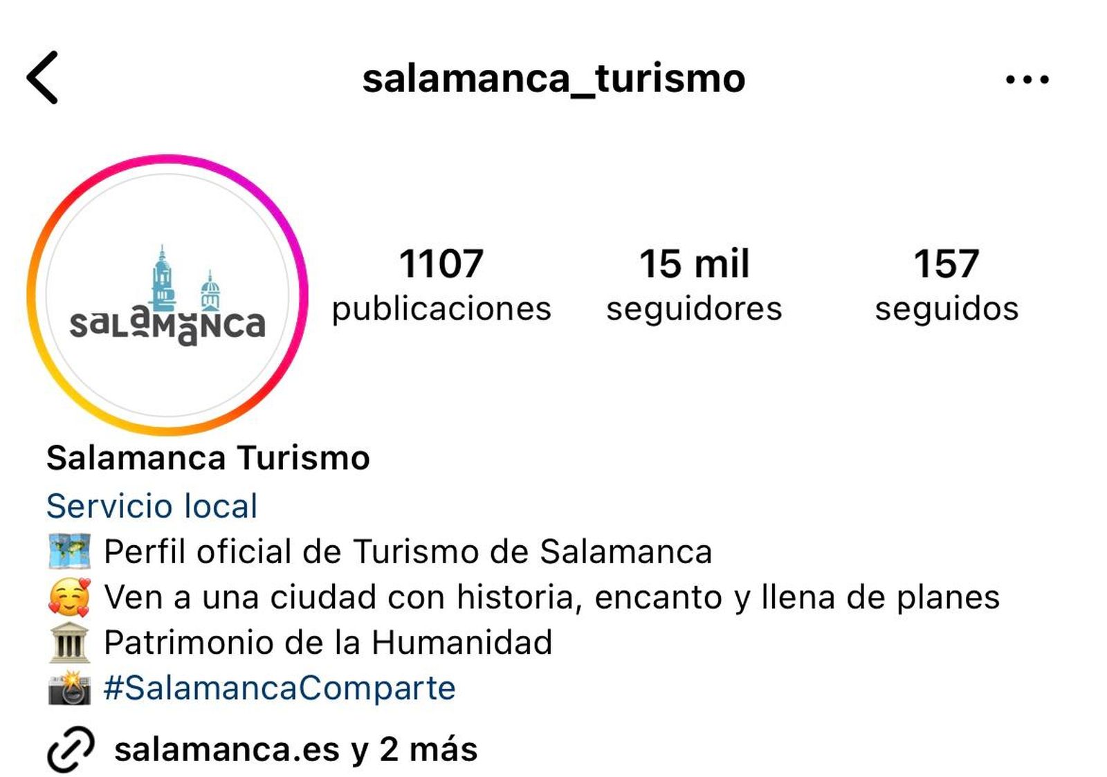 Perfil de Instagram salamanca_turismo