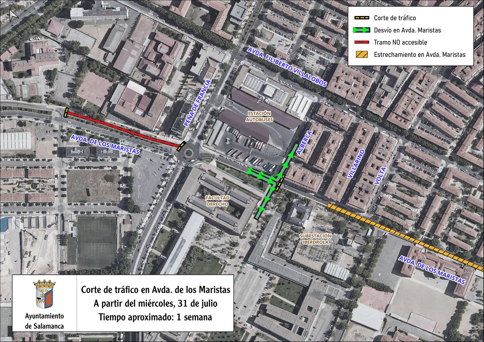 Cortes de tráfico en la avenida de Maristas