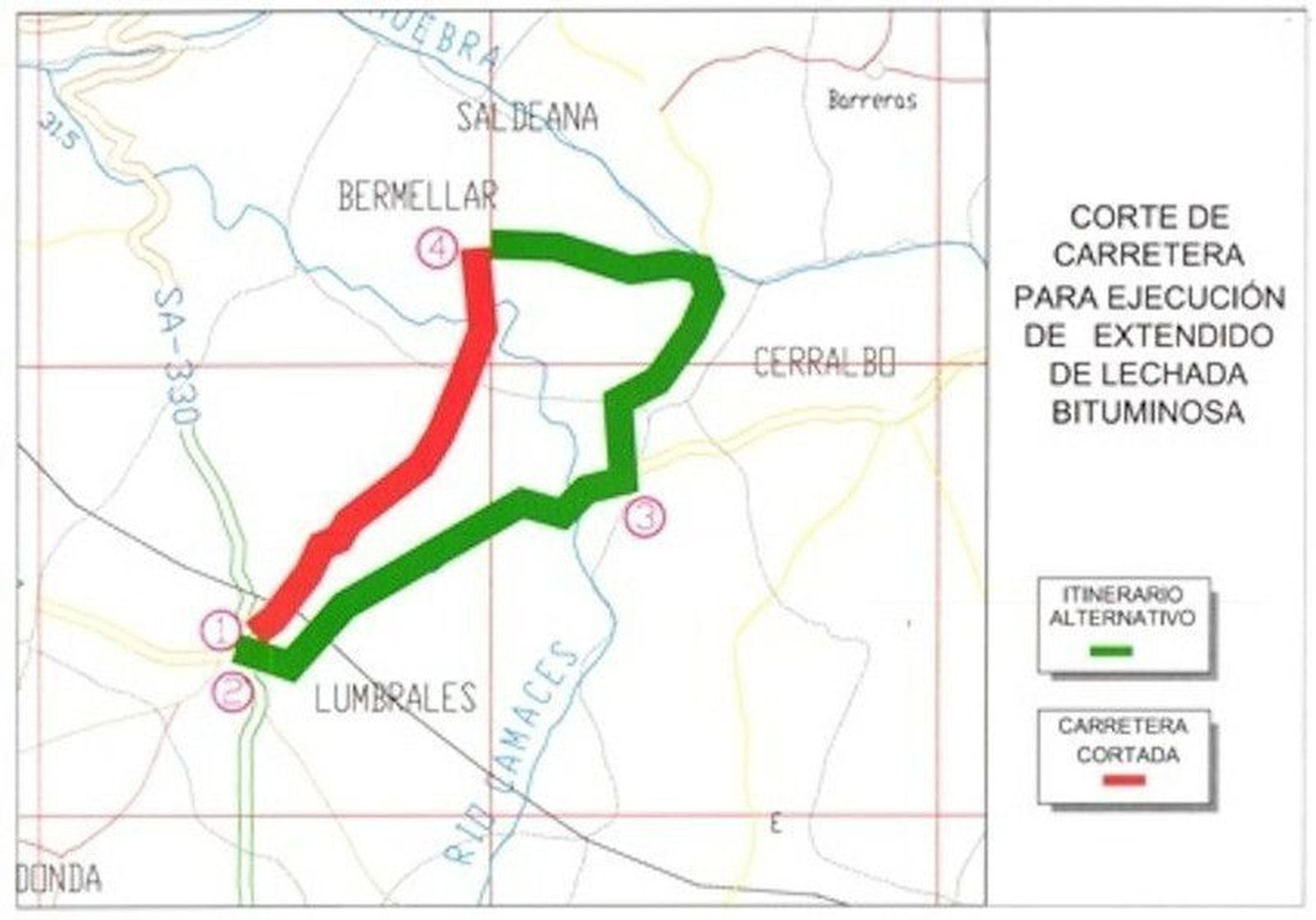 La carretera de Lumbrales a Bermellar, cerrada al tráfico desde este martes