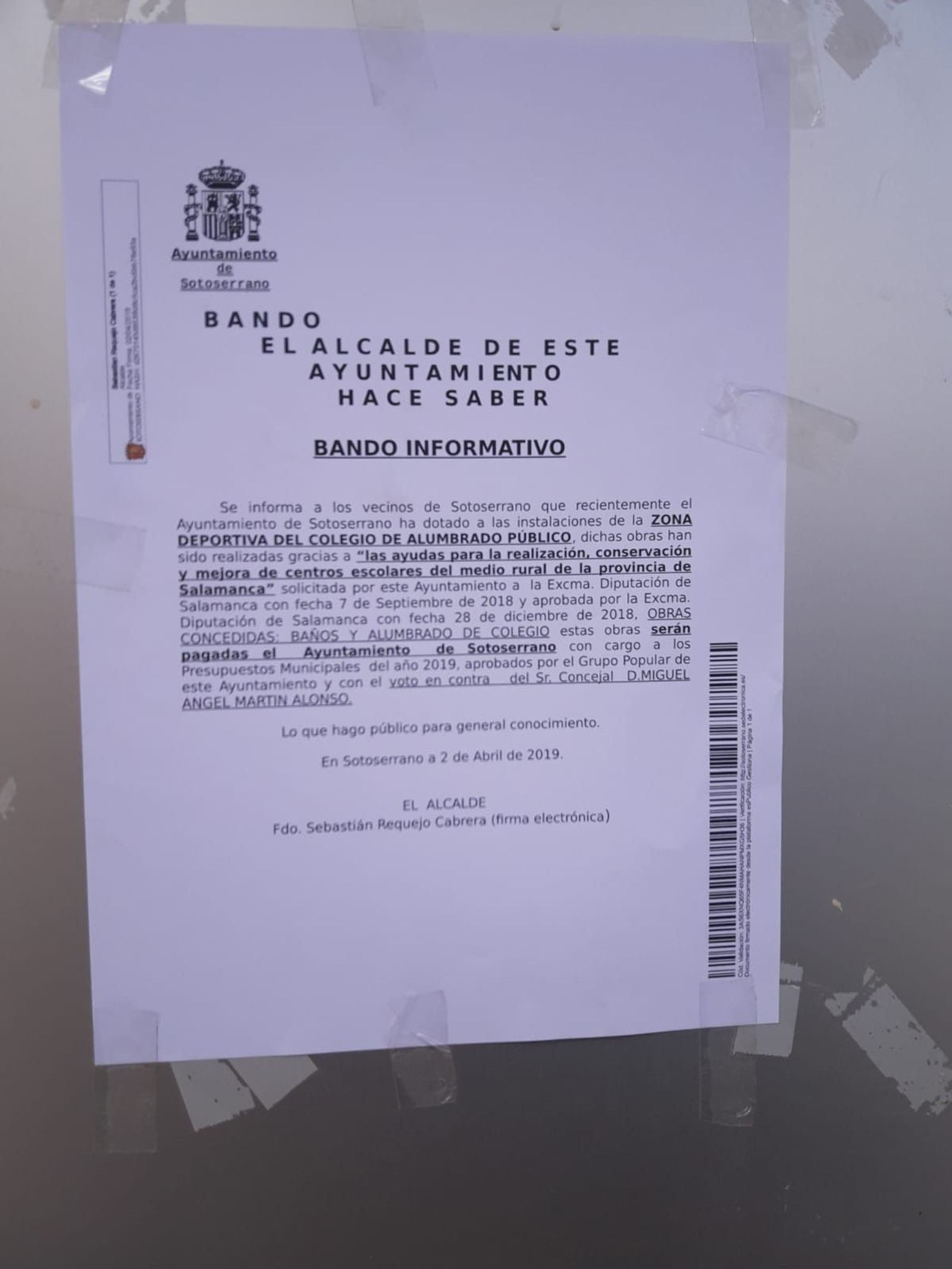 Foto Bando apercibido Sotoserrano