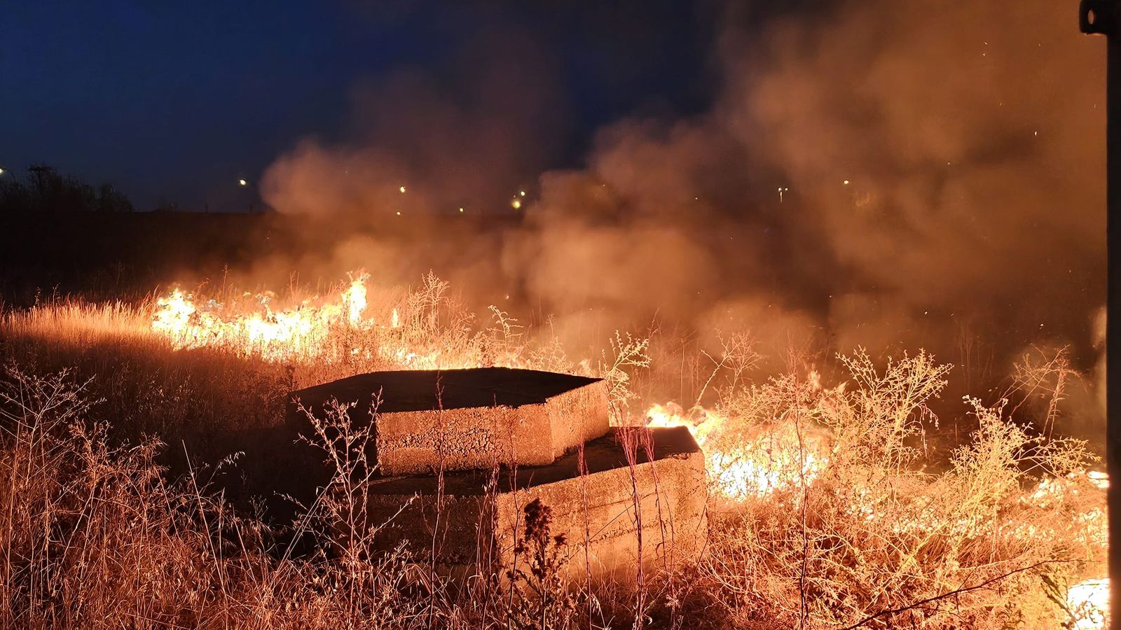 Incendio en un solar de Peñaranda