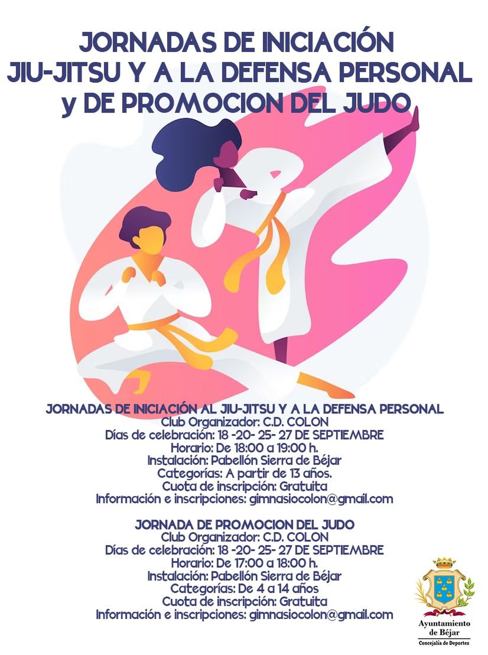 cartel jornadas judo   defensa personal Béjar