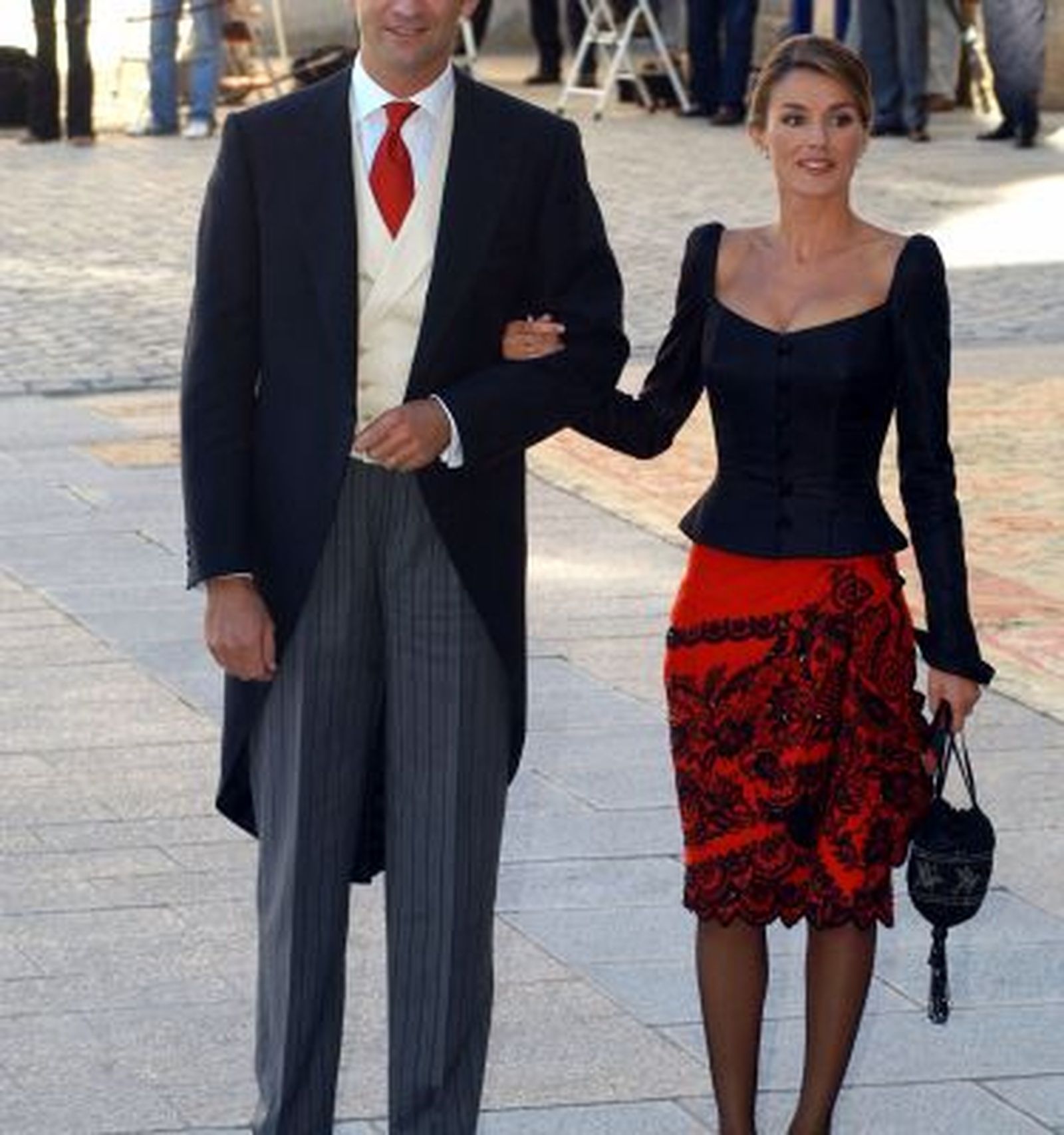 Reina Letizia en la boda de Laura Ponte vestida por Lorenzo Caprile Foto. EP