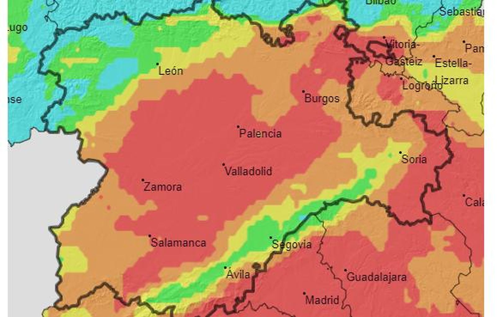 Nivel de riesgo de incendio domingo 14 julio. Foto Naturaleza Castilla y León
