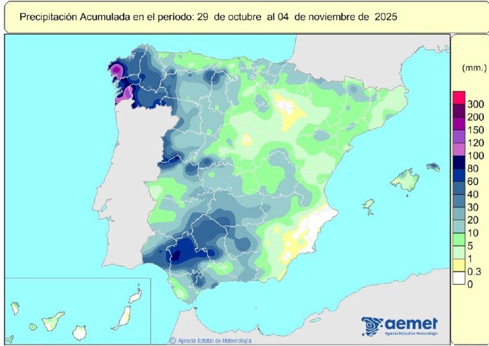 Las lluvias acumuladas desde octubre se cifran en 51 l/m2, un 41% menos que su valor normal. - AEMET