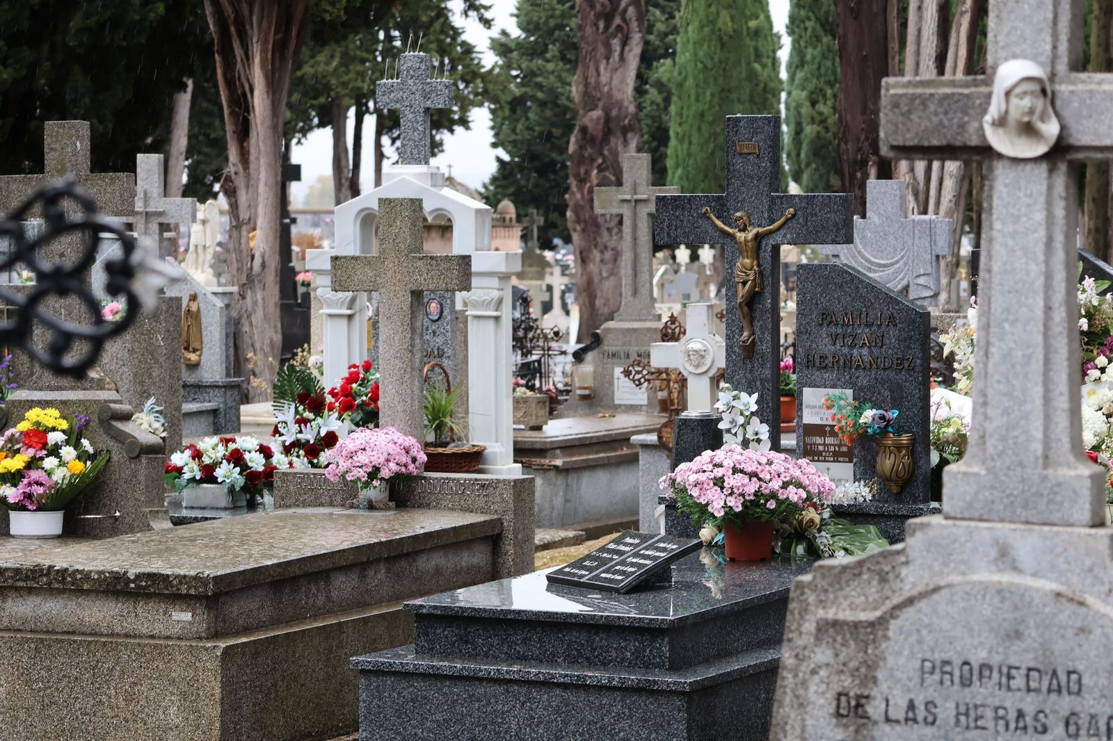 GALERÍA | La lluvia no detiene la tradición: los zamoranos acuden al cementerio para recordar a sus fallecidos