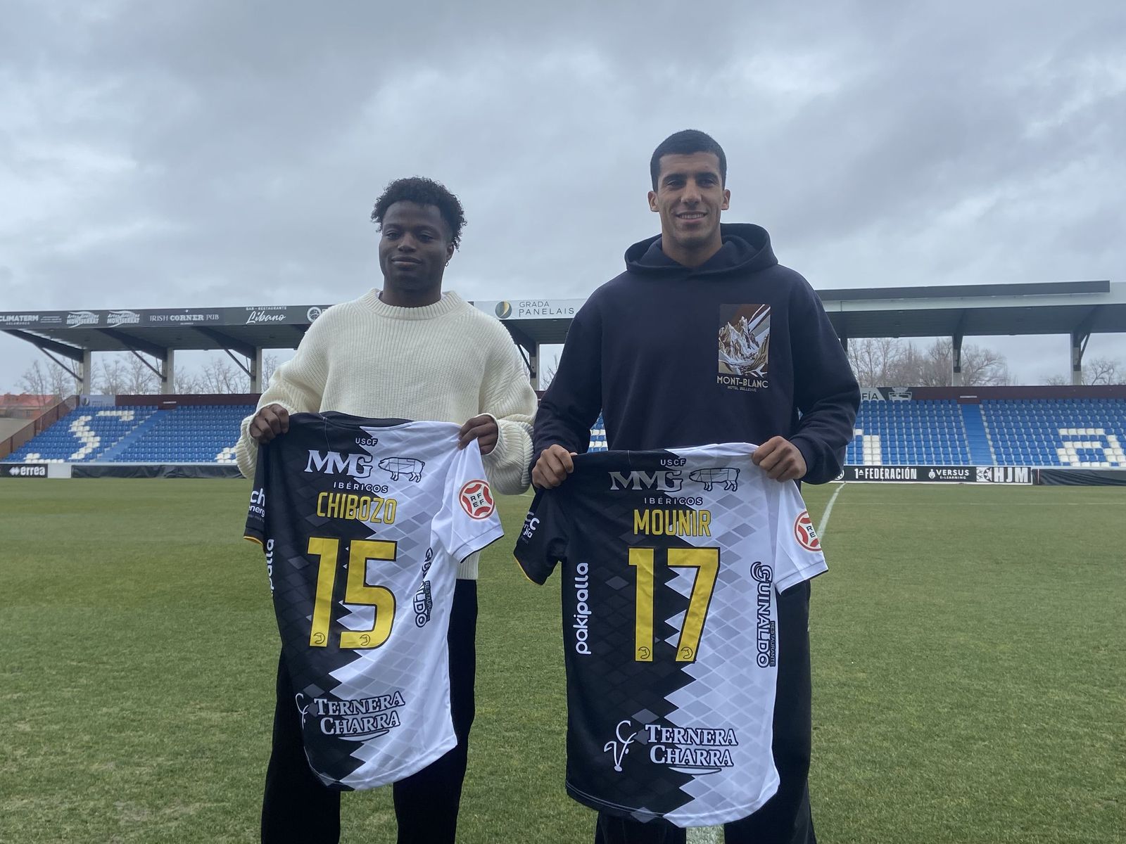 Mounir y Chibozo, en su presentación con Unionistas