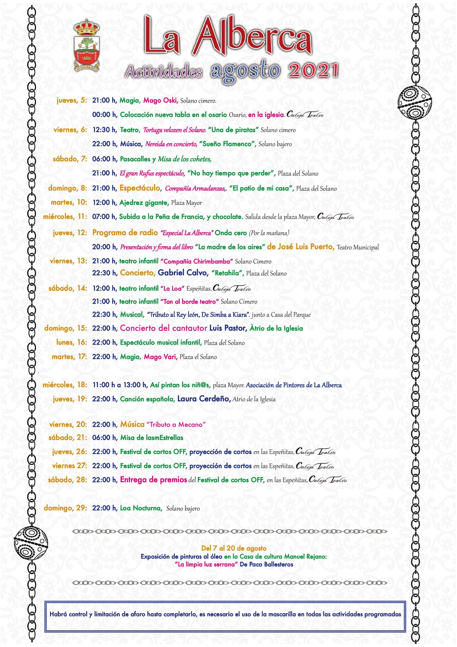 Actividades culturales de La Alberca en el mes de agosto