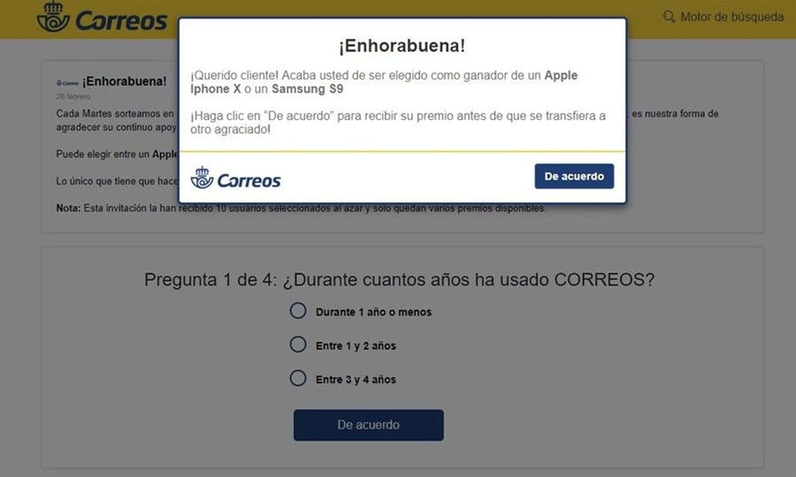 Correos estafa
