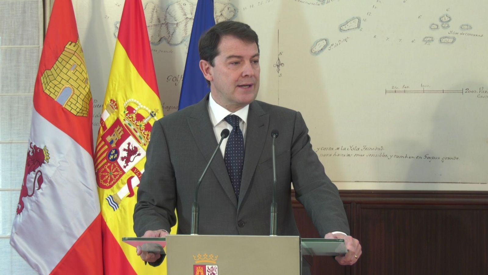Alfonso Fernández Mañueco durante su comparecencia Alfonso Fernández Mañueco durante su comparecencia